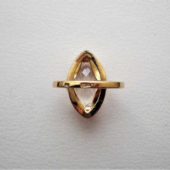 Vintage Russian Russia USSR 18K 750 Yellow Gold Rock Crystal Solitaire RING - Picture 7 of 8